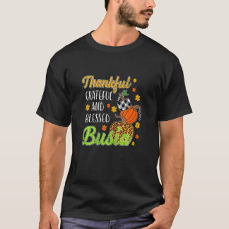 Womens Thankful Grateful Blessed Busia Autumn Fall T-Shirt