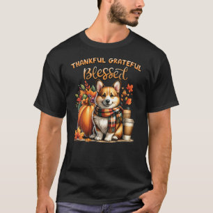 Womens Thankful Grateful Blessed Corgi Dog Happy F T-Shirt
