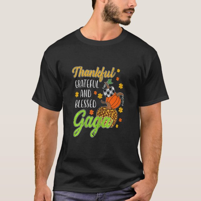 Womens Thankful Grateful Blessed Gaga Autumn Fall  T-Shirt (Front)