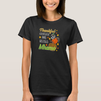Womens Thankful Grateful Blessed Mhamo Autumn Fall T-Shirt