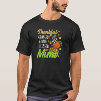 Womens Thankful Grateful Blessed Mimi Autumn Fall  T-Shirt