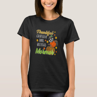 Womens Thankful Grateful Blessed Mormor Autumn Fal T-Shirt