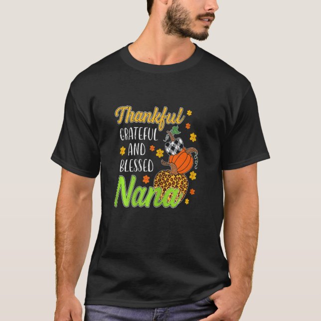 Womens Thankful Grateful Blessed Nana Autumn Fall  T-Shirt (Front)