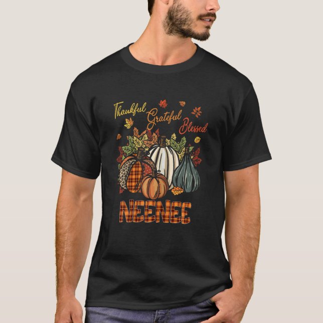 Womens Thankful Grateful Blessed Nene Pumpkins Fal T-Shirt (Front)