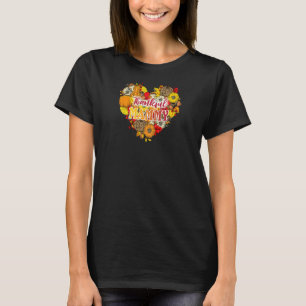 Womens Thankful Grateful Flower Pumpkin Heart Mamm T-Shirt