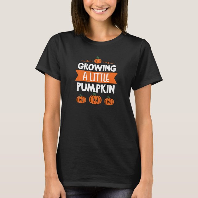 Womens Thanksgiving Pregnancy Announcement Growing T-Shirt (Front)