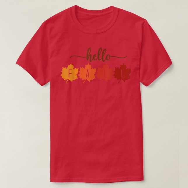 Womens Thanksgiving Woman Hello Fall leave autumn  T-Shirt (Design Front)