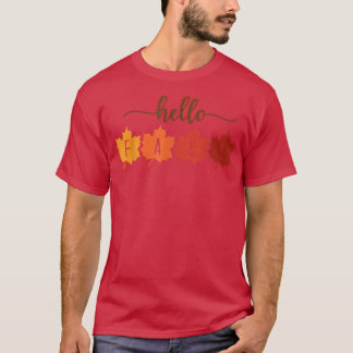 Womens Thanksgiving Woman Hello Fall leave autumn  T-Shirt