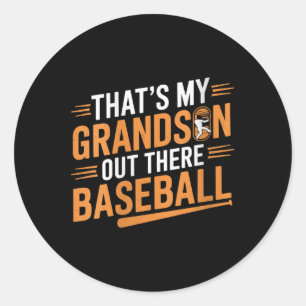 Womens Thats My Grandson Out Baseball Grandma Moth Classic Round Sticker