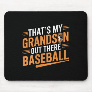 Womens Thats My Grandson Out Baseball Grandma Moth Mouse Mat