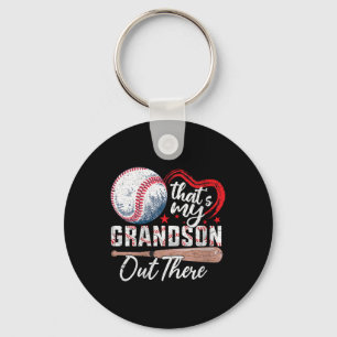 Womens Thats My Grandson Out There Baseball Grandm Key Ring