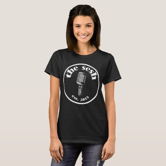 Women's "the sesh" Crest Black T-Shirt