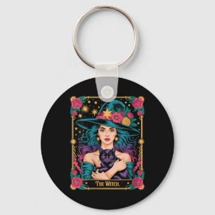 Womens The Witch Card Halloween Gothic Witchy Key Ring