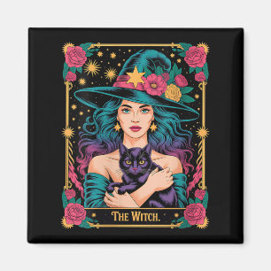 Womens The Witch Card Halloween Gothic Witchy Magnet