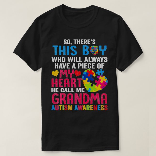 Womens There's This Boy He Calls Me Grandma  Autis T-Shirt (Design Front)