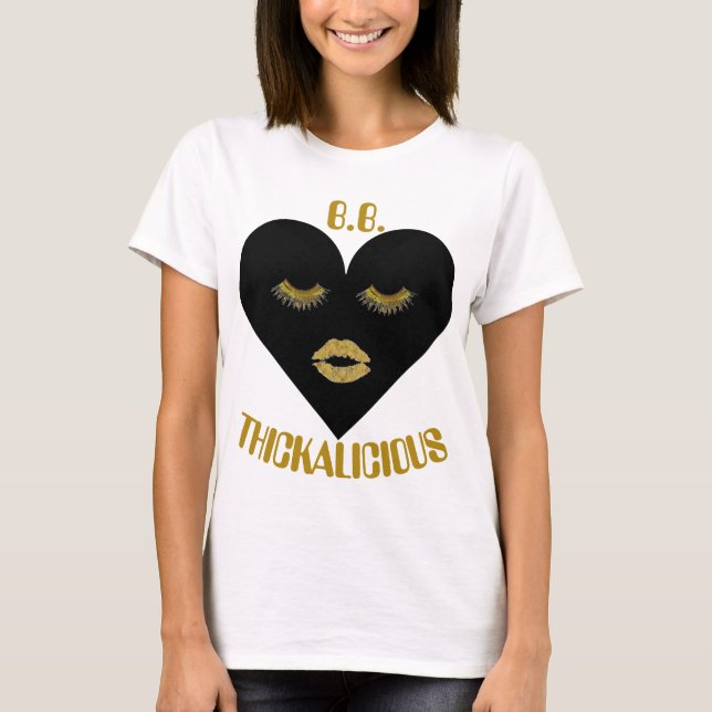 Womens Thickalicious BL Heart White T-shirt (Front)