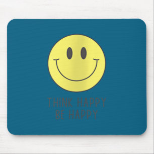 Womens Think Happy Be Happy Smile Face Motivationa Mouse Mat
