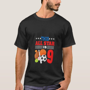 Womens This All Star Is Nine Funny 9th Birthday Sp T-Shirt