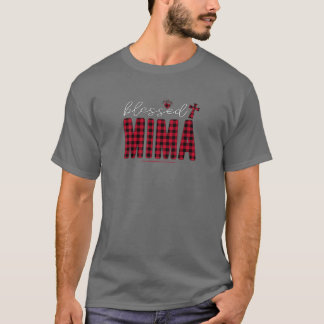 Womens This Bless Omi Christmas Leopard Plaid God T-Shirt