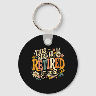 Womens This Girl is Retired Est 2026 Floral Women Key Ring