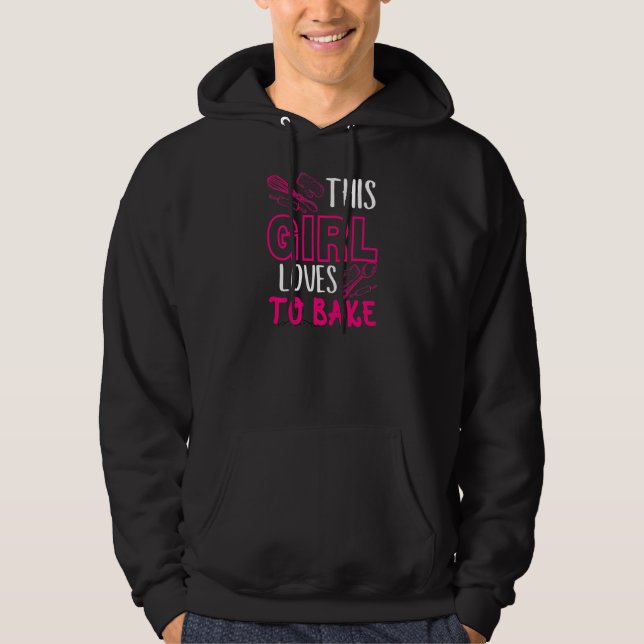 Womens This girl loves to bake kitchen utensils qu Hoodie (Front)