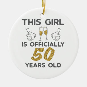 Womens This Girl Officially 50 Years 50th Birthday Ceramic Tree Decoration