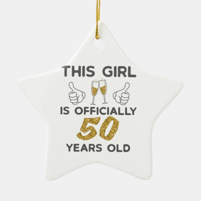 Womens This Girl Officially 50 Years 50th Birthday Ceramic Tree Decoration (Front)