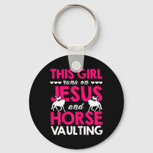 Womens This Girl Runs On Jesus And Horse Vaulting  Key Ring