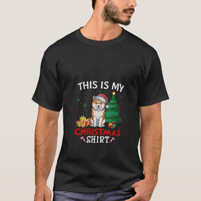 Womens This is My Akita Inu Dog Santa Hat Christma T-Shirt (Front)