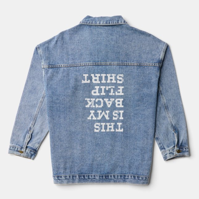 Womens This Is My Back Flip  Gymnastics Gymnast Ac Denim Jacket (Back)