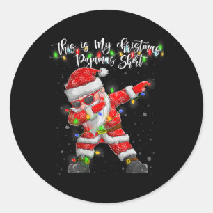Womens This Is My Christmas Pajama Xmas Lights Dab Classic Round Sticker