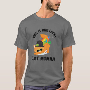Womens This Is One Lucky Cat Momma T-Shirt