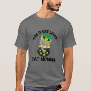 Womens This Is One Lucky Cat Momma T-Shirt