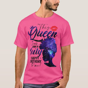 Womens This Queen Was Born In July Birthday Black  T-Shirt