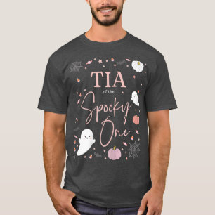Womens Tia of Spooky One Girl First Birthday Pink T-Shirt