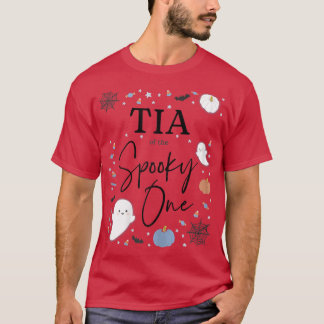 Womens Tia of the Spooky One First Birthday Blue B T-Shirt
