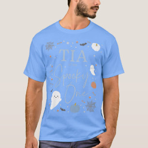 Womens Tia of the Spooky One First Birthday Blue B T-Shirt