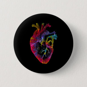 Womens Tie Dye Anatomical Heart Valentines Day Ana 6 Cm Round Badge