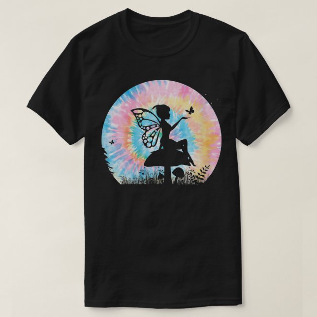 Womens Tie Dye Butterfly Magical Fairy on Forest M T-Shirt (Design Front)