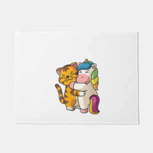 Womens Tiger and Unicorn Cute Zoo Animals Hugging Doormat