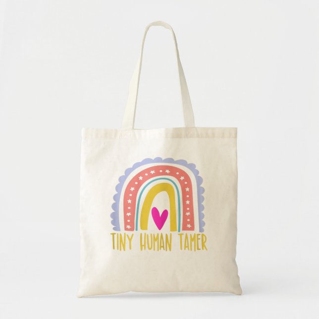 Womens Tiny Human Tamer Daycare Provider Kindergar Tote Bag (Front)