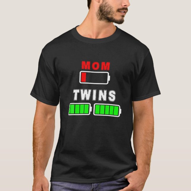 Womens Tired Mum Low Battery Of Twins Full Charge T-Shirt (Front)
