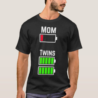 Womens Tired Twin Mum Low Battery Charge Premium  T-Shirt