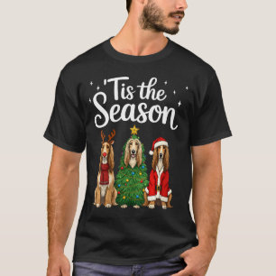 Womens Tis The Season Afghan Hound Christmas Santa T-Shirt