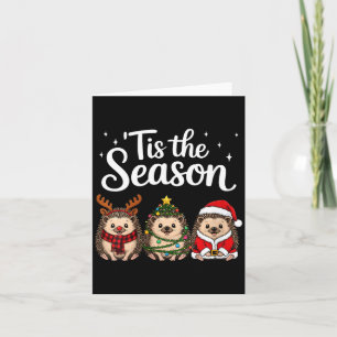Womens Tis The Season Hedgehog Christmas Santa V-n Card