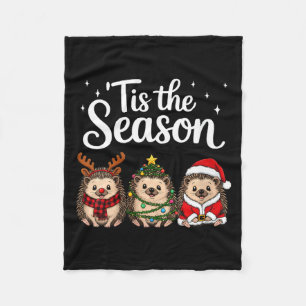 Womens Tis The Season Hedgehog Christmas Santa V-n Fleece Blanket