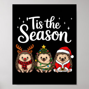 Womens Tis The Season Hedgehog Christmas Santa V-n Poster