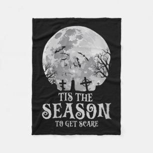 Womens Tis The Season Y Haunted Moon Creepy Hallow Fleece Blanket