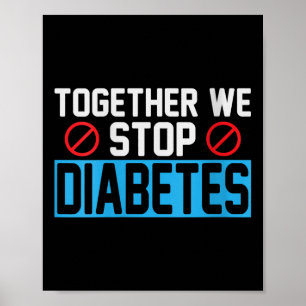 Womens Together We Stop Diabetes V-neck Poster
