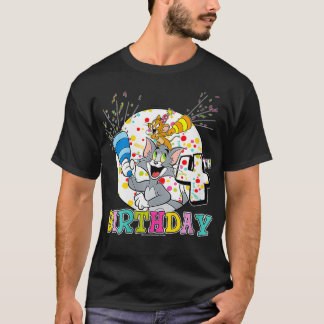 Womens Tom And Jerry 4th Birthday Portrait VNeck  T-Shirt
